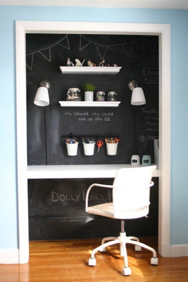 small-home-office-chalckboard-paint-wall